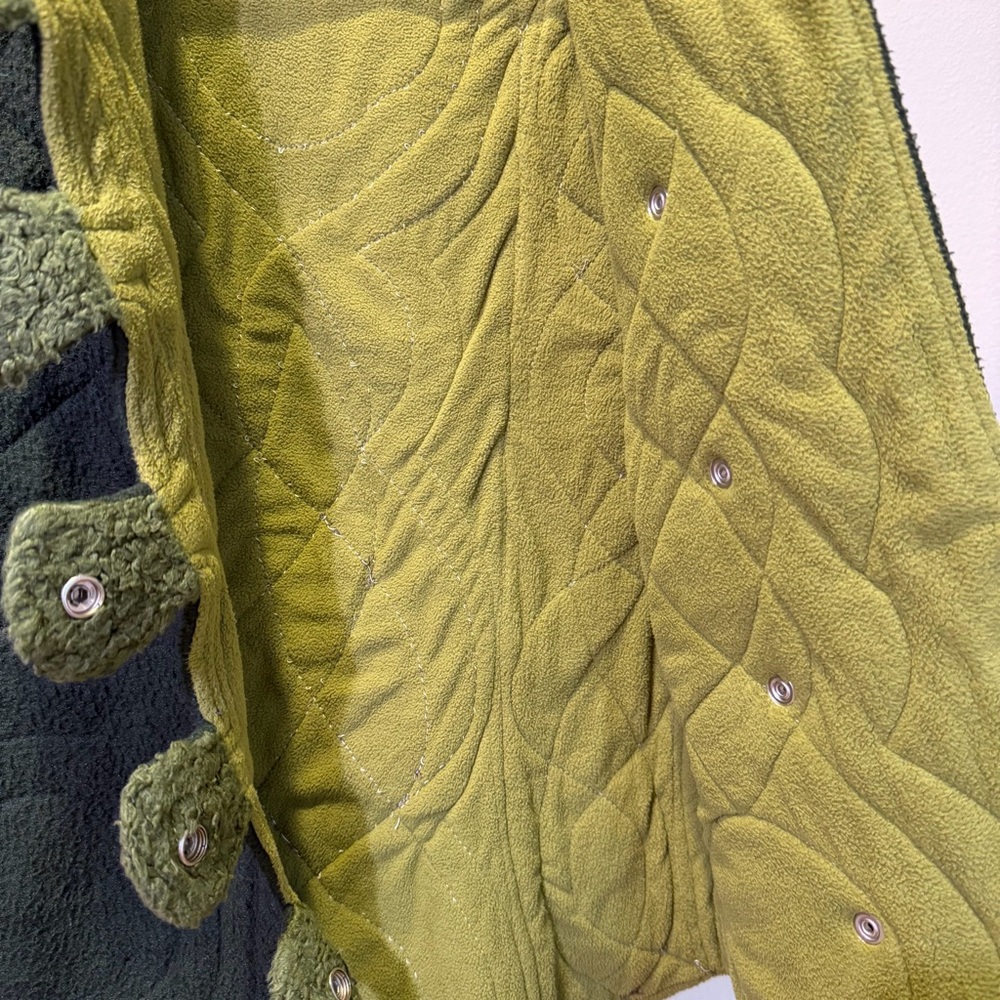 Green Quilted Jacket With Unique Button Design - image 3